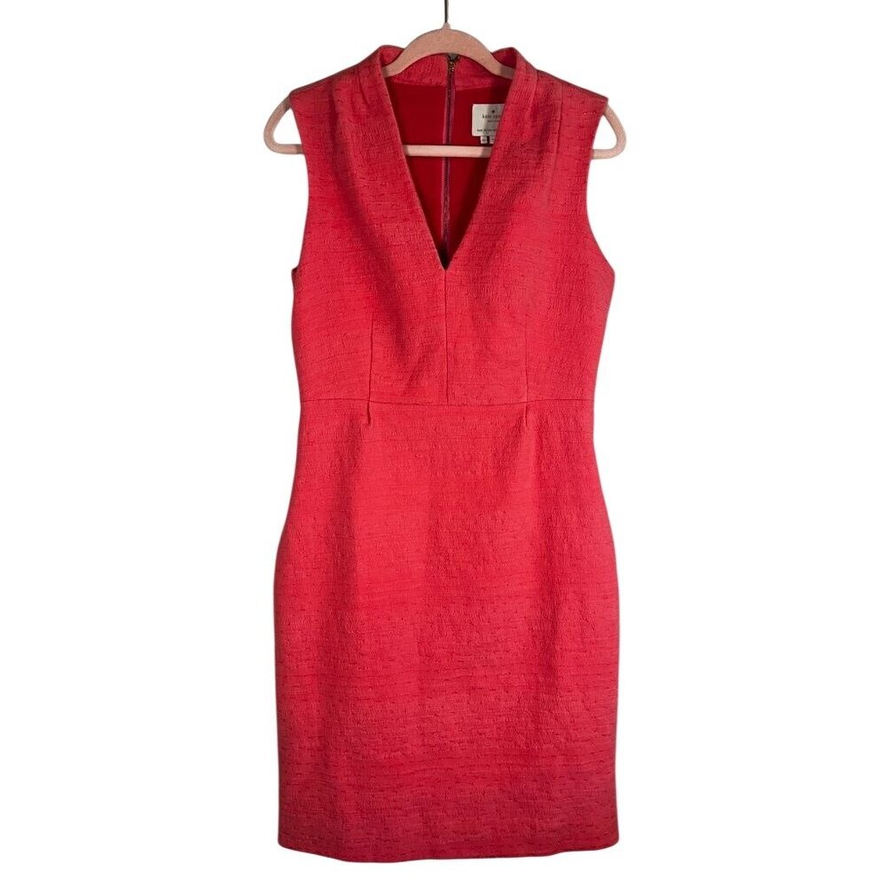 Kate Spade Gwendolyn Havana Coral Dress 12 Tweed Preppy Resort Coquette Chic